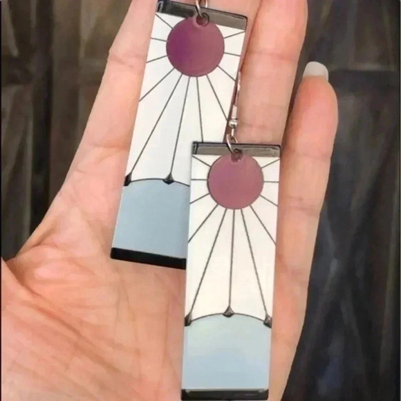 Retro Pop Asian Anime Style Rectangle Resin Earrings 8 NWT - Picture 1 of 3